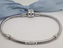 Pandora Rare 14ct 14k White Gold Diamond Clasp 18cm Charm Bracelet 550702WD