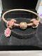 Pandora rose gold mesh bracelet with 3 charms