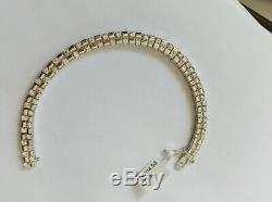 Pre Owned 14k Solid White Gold Bracelet with Natural Diamonds 6.75 Inches14.57GM