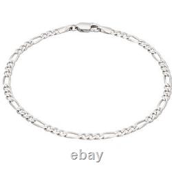 Pre-Owned 9ct White Gold 7 Inch Figaro Bracelet 180mm(7)