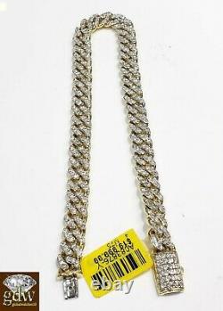 REAL Diamond Bracelet Solid 10k Gold cuban link 4CT Diamond Box clasp 8 Inch Men