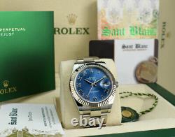 ROLEX 2021 41mm White Gold & Stainless DateJust Blue Roman 126334 SANT BLANC