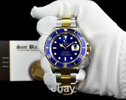 ROLEX 40mm 18kt Gold & Stainless Steel Submariner Blue Dial SEL 16613 SANT BLANC