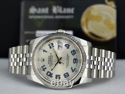 ROLEX DateJust White Gold & SS Silver Deco Blue Arabic Dial 116234 SANT BLANC