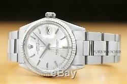 ROLEX MENS DATEJUST 1601 18K WHITE GOLD & STEEL SILVER DIAL WATCH withOYSTER BAND