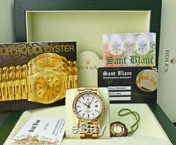 ROLEX Mens 18kt Gold Day Date President White Stick Box & Books 18238 SANT BLANC