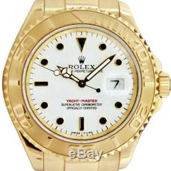 ROLEX Mens 18kt Yellow Gold 40mm YachtMaster White Index 16628 SANT BLANC