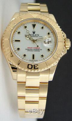 ROLEX Mens 40mm 18kt Yellow Gold YachtMaster White Index 16628 SANT BLANC