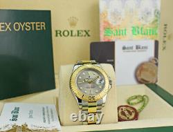 ROLEX Midsize 18kt Gold & Stainless YACHTMASTER Silver Gray 168623 SANT BLANC