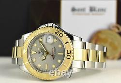 ROLEX Midsize 18kt Gold & Stainless YACHTMASTER Silver Gray 168623 SANT BLANC