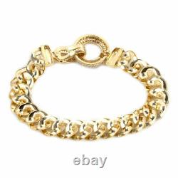ROYAL BALI 9ct Gold White Cubic Zirconia Chain Bracelet Size 7.5 Wt. 10.62 Gms