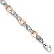 Real 14K Rose and White Gold Polished Diamond Cut Fancy Link Chain Bracelet