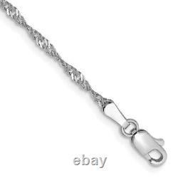 Real 14K White Gold 1.7mm Singapore Chain Chain Bracelet 7 inch Lobster Clasp