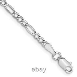 Real 14K White Gold 2.5mm Figaro Chain Bracelet 7 inch Lobster Clasp