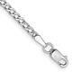 Real 14K White Gold 2.5mm Semi-Solid Curb Chain Bracelet 7 inch Lobster