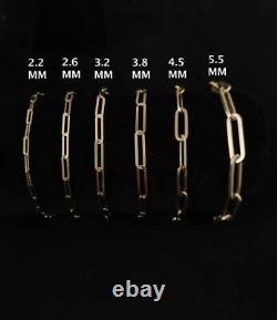 Real 14k Yellow White Gold Paperclip Chain Bracelet 2.2MM, 2.6MM, 3.2MM, 3.8MM