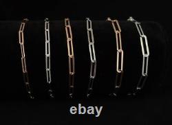 Real 14k Yellow White Gold Paperclip Chain Bracelet 2.2MM, 2.6MM, 3.2MM, 3.8MM