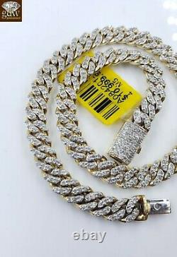 Real 2CT Men Diamond 10k Bracelet Cuban Link Yellow Gold 8 Box Clasp Genuine
