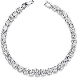 Real Moissanite Stone 15. CT Round Cut 14k White Gold plated Tennis Bracelet 925