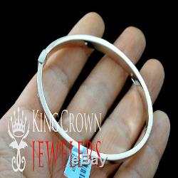 Real Sterling Silver Lab Diamond Bangle Style White Gold Finish Unisex Bracelet