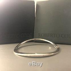 Roberto Coin 18k White Gold Round Diamond Wave Bangle Bracelet FREE SHIPPING