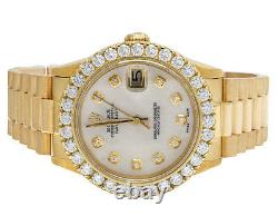Rolex 18K Yellow Gold President Datejust 31MM Midsize 68278 Diamond Watch 3.5 Ct