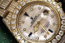 Rolex 18k Yacht-Master 40mm White Mother of Pearl Diamond Dial 16628 Watch 40ctw
