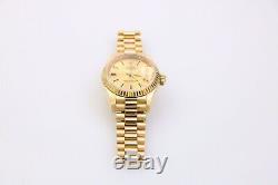 Rolex 18k Yellow Gold DateJust Ladies 69178 Box & Papers President Bracelet Mint