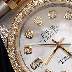 Rolex 31mm Datejust Diamond Watch White Mother Of Pearl 8+2 Diamond Dial