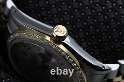 Rolex 36mm Datejust White Mother of Pearl String Diamond Dial 2 Tone Watch