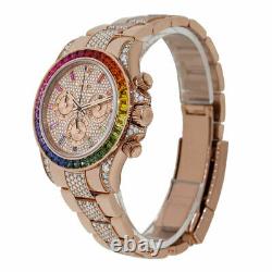 Rolex Cosmograph Daytona Factory Diamond Rainbow Rose Gold Watch 116595RBOW