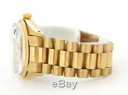 Rolex Date 1503 Men Solid 14K Yellow Gold Watch President Style Band White Dial
