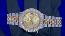 Rolex Date just 2 Tone 36mm Steel & Gold Watch 11 Carat Diamond Iced Out Watch