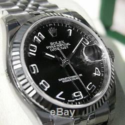 Rolex Datejust 116234 Steel & White Gold Black Arabic Concentric Dial 36mm Watch