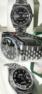 Rolex Datejust 116234 Steel & White Gold Black Arabic Concentric Dial 36mm Watch