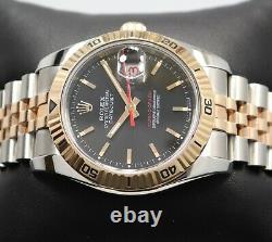Rolex Datejust 116261 Turn-O-Graph Black Dial SS/18K Rose Gold Jubilee Watch