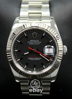 Rolex Datejust 116264 Turn-O-Graph 18K White Gold Bezel Black Dial FULLY SERVICE