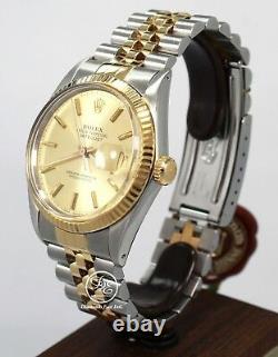 Rolex Datejust 16013 Jubilee 36mm 18K Yellow Gold /SS Champ Dial Mint Condition