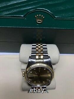 Rolex Datejust 16233 18ct Gold & Diamond Dial 36mm With Rolex Box