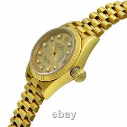 Rolex Datejust 18K Gold Champagne Diamond Dial President Ladies Watch 69178G