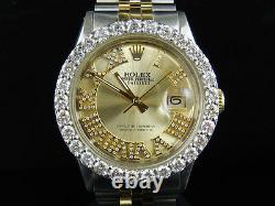 Rolex Datejust 2 Tone 18k Gold 36MM Stainless Steel Jubilee Diamond Watch 5.6 Ct