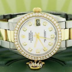 Rolex Datejust 2-Tone Gold/SS 31mm Womens Watch White MOP Diamond Dial/Bezel