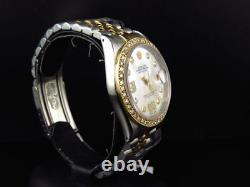 Rolex Datejust 36MM Two Tone 18K/ Steel 16013 White MOP DIal Diamond Watch 2.5Ct
