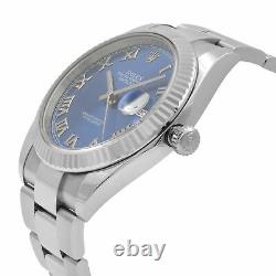 Rolex Datejust 41 White Gold Steel Blue Roman Dial Automatic Mens Watch 126334