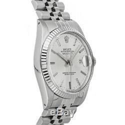 Rolex Datejust Auto 36mm Steel White Gold Mens Jubilee Bracelet Watch 16014