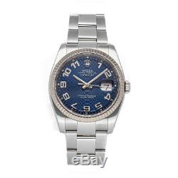 Rolex Datejust Auto 36mm Steel White Gold Mens Oyster Bracelet Watch 116234