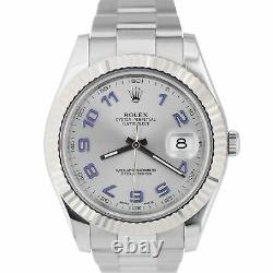 Rolex Datejust II 2 41MM Stainless Steel Blue Arabic 18K White Gold Watch 116334