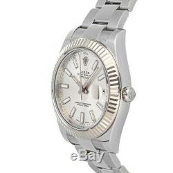 Rolex Datejust II Auto 41mm Steel White Gold Mens Oyster Bracelet Watch 116334