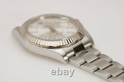 Rolex Datejust II Silver Dial Fluted 18k White Gold Bezel 116334 Watch 41mm
