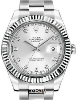Rolex Datejust II Steel 18k White Gold & Diamond 41mm Watch Box/Papers 116334